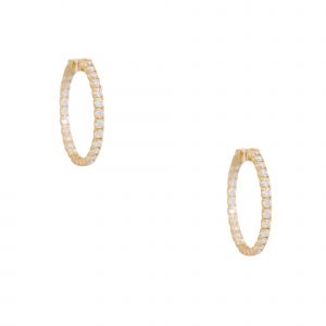 18k Yellow Gold 4.24ctw Round Brilliant cut Diamond Inside-Out Hoop Earrings
