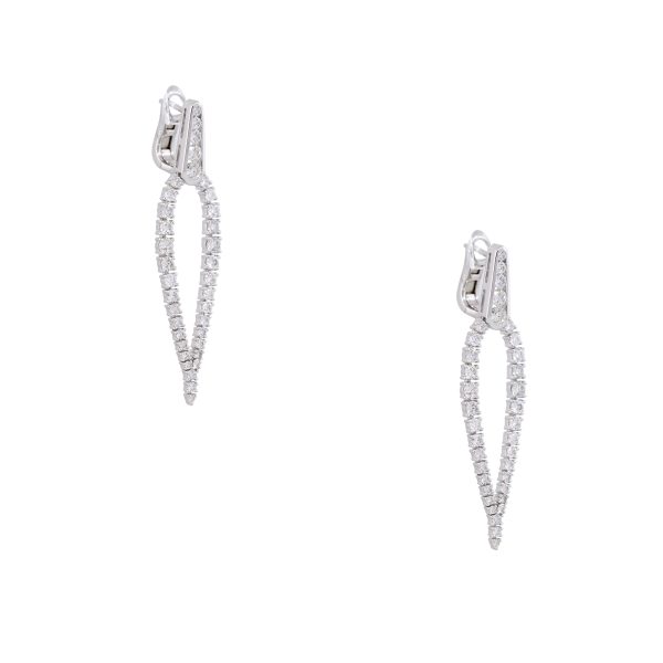 18k White Gold 3.19ctw Diamond "V" Drop Earrings