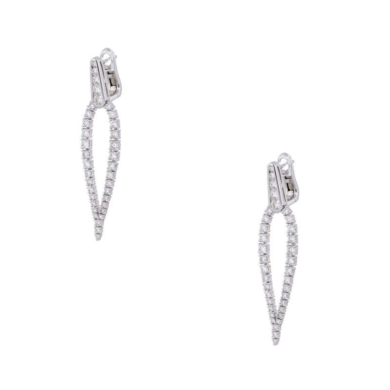 18k White Gold 3.19ctw Diamond "V" Drop Earrings