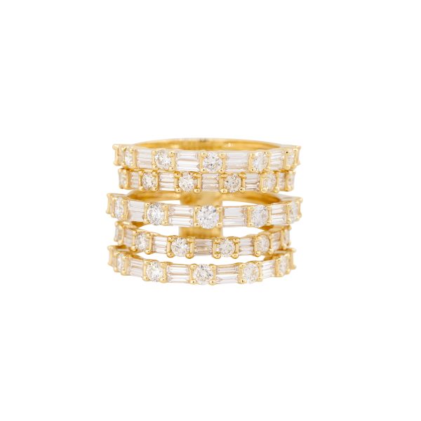 18k Yellow Gold 2.62ctw Round Brilliant & Baguette Cut Diamond Ring
