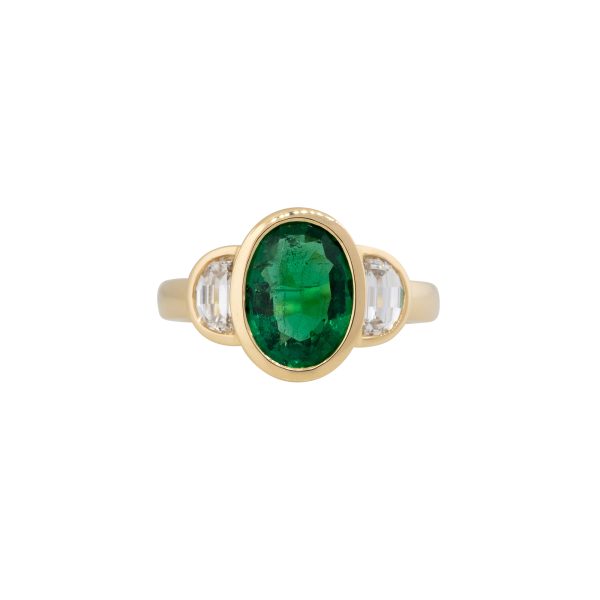 18k Yellow Gold 2.19ctw Emerald & 0.68ctw Diamond Ring