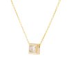 14k Yellow Gold 0.99ctw Princess Cut Floating Diamond Necklace