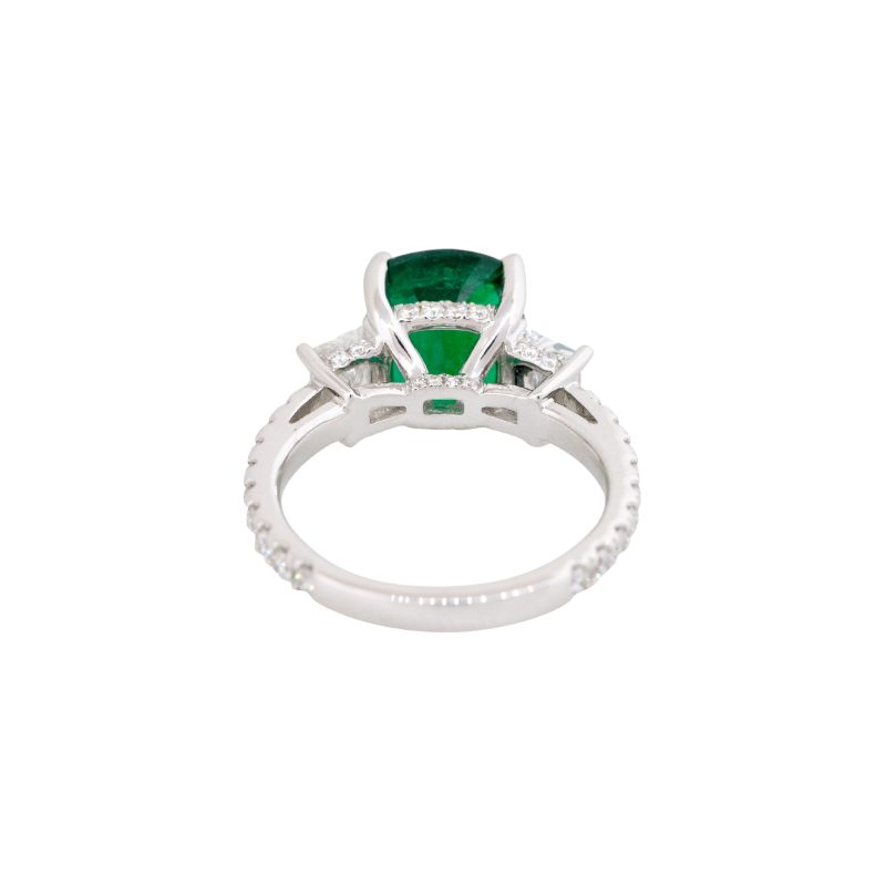 GIA Certified 18k White Gold 3.48ct Emerald & 1.35ct Diamond Engagement Ring