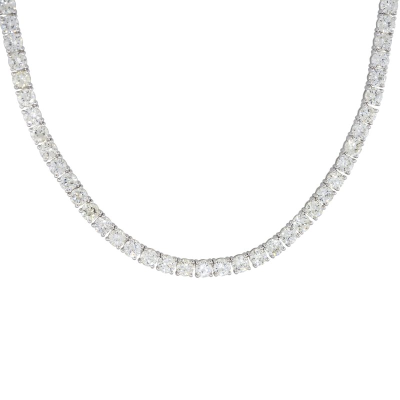 14k White Gold 39.55ctw Round Brilliant Cut Diamond Tennis Necklace