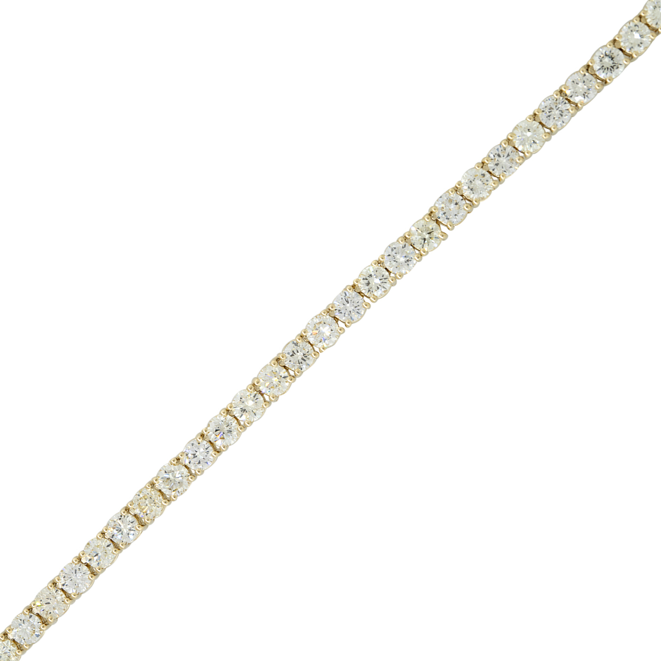 14k Yellow Gold 42.15ctw Round Brilliant Cut Diamond Tennis Necklace