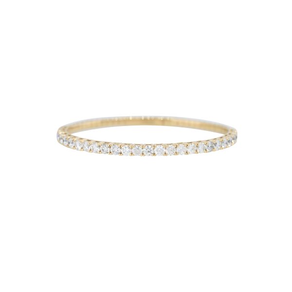 14k Yellow Gold 6.25ctw Round Brilliant Cut Diamond Flexible Bangle Bracelet