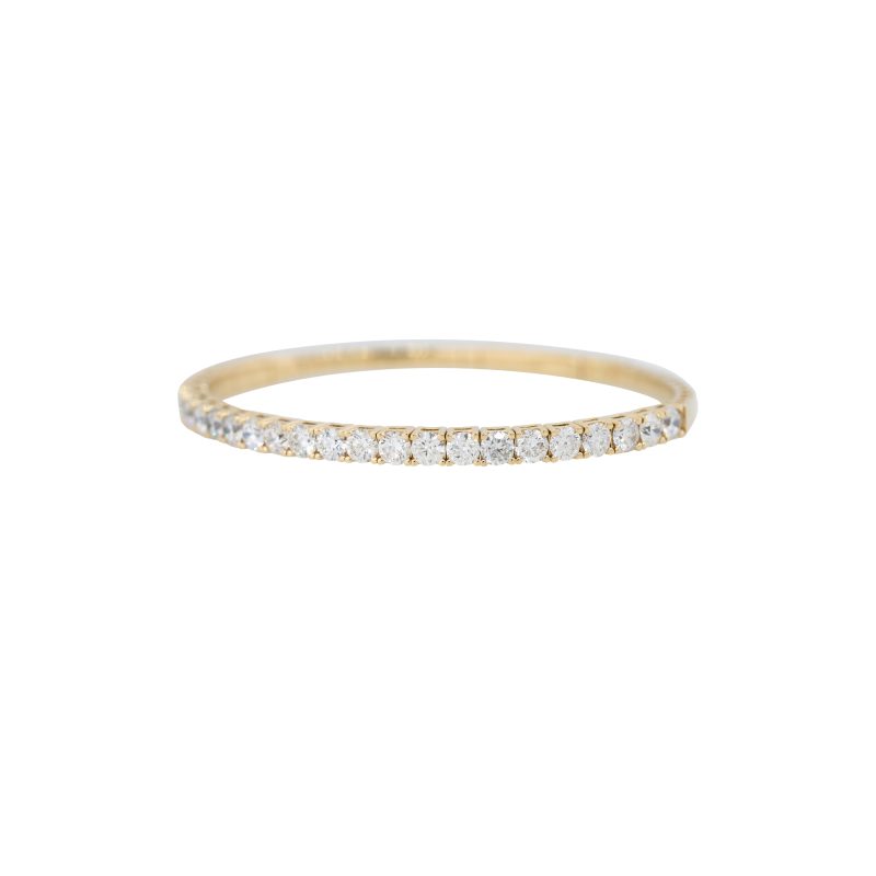 14k Yellow Gold 6.25ctw Round Brilliant Cut Diamond Flexible Bangle Bracelet