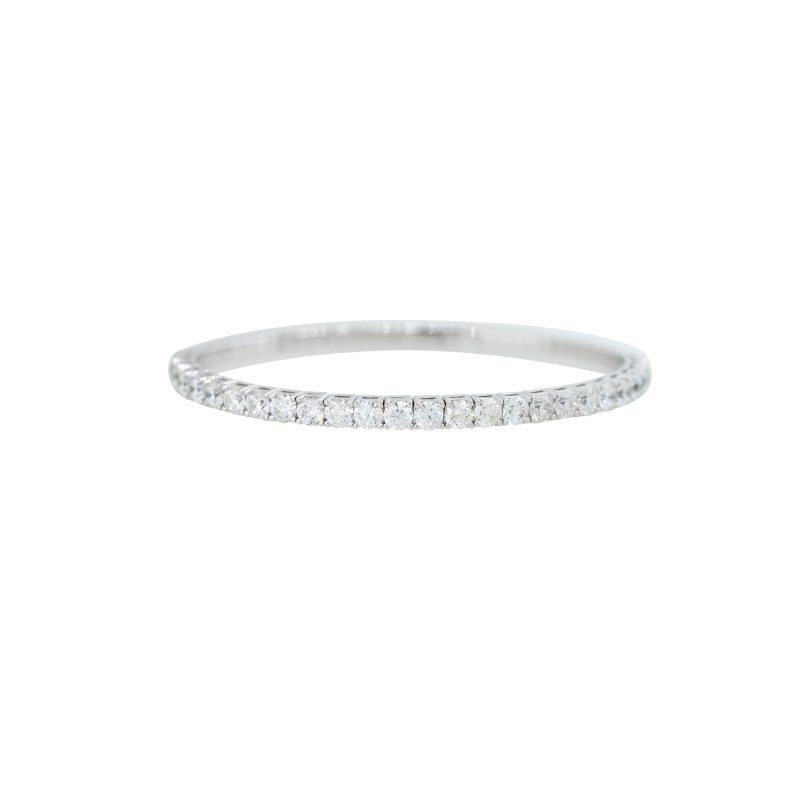 14k White Gold 6.25ctw Round Brilliant Cut Diamond Flexible Bangle Bracelet