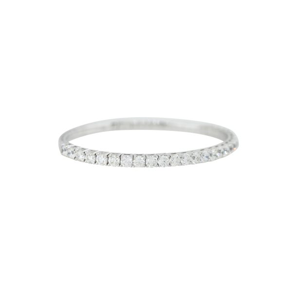 14k White Gold 6.25ctw Round Brilliant Cut Diamond Flexible Bangle Bracelet