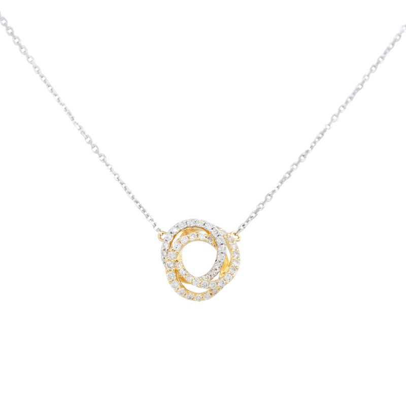 18k Two-Tone Gold 0.50ctw Diamond Swirl Pendant Necklace