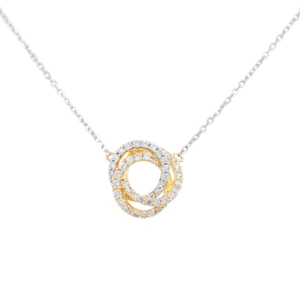 18k Two-Tone Gold 0.50ctw Diamond Swirl Pendant Necklace