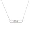 18k White Gold 0.70ctw Floating Diamond Oval Link Pendant Necklace