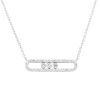 18k White Gold 0.70ctw Floating Diamond Oval Link Pendant Necklace