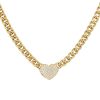 18k Yellow Gold 0.67ctw Pave Diamond Heart on Curb Link Necklace
