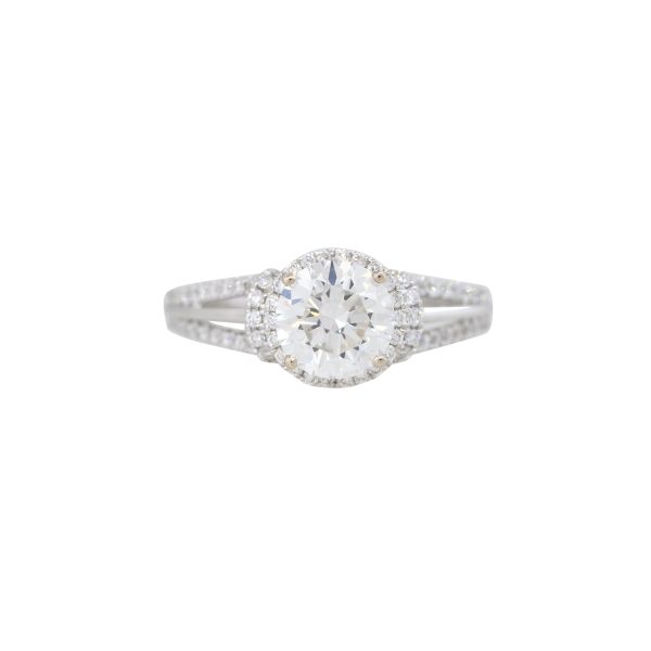 GIA Certified 18k White Gold 1.8ct Round Brilliant Cut Diamond Engagement Ring