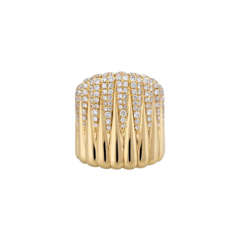 18k Yellow Gold 2.15ctw Diamond Wide Ribbed Band