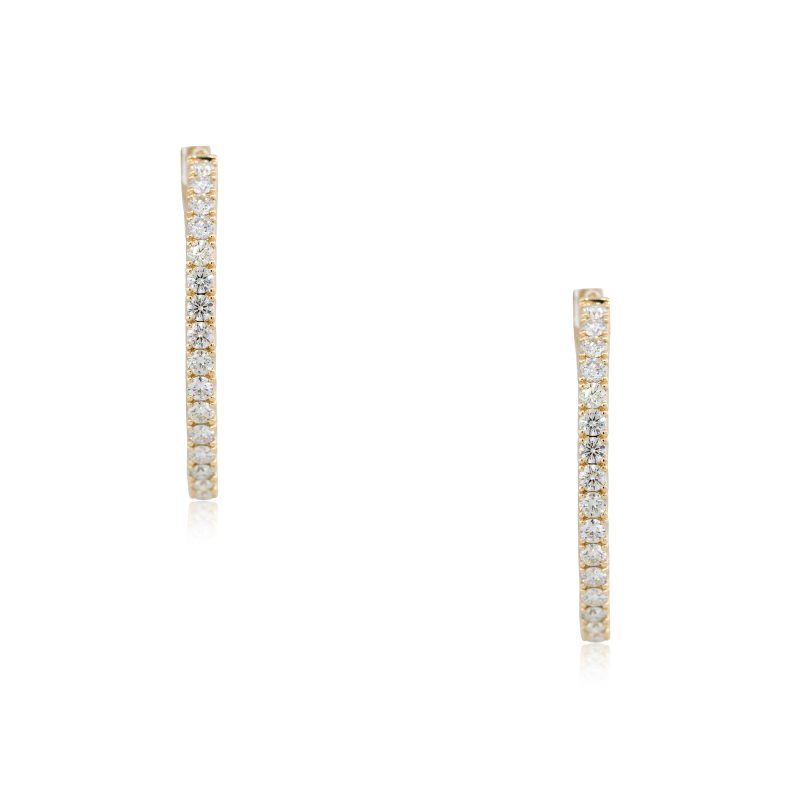 14k Yellow Gold 8.90ctw Round Brilliant Cut Diamond Inside-Out Hoop Earrings