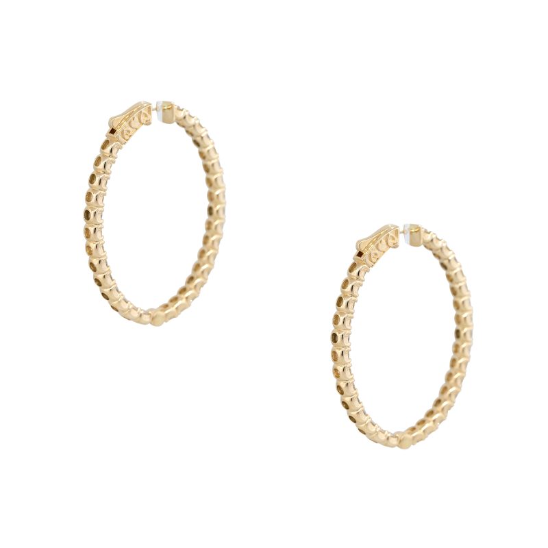 14k Yellow Gold 8.90ctw Round Brilliant Cut Diamond Inside-Out Hoop Earrings
