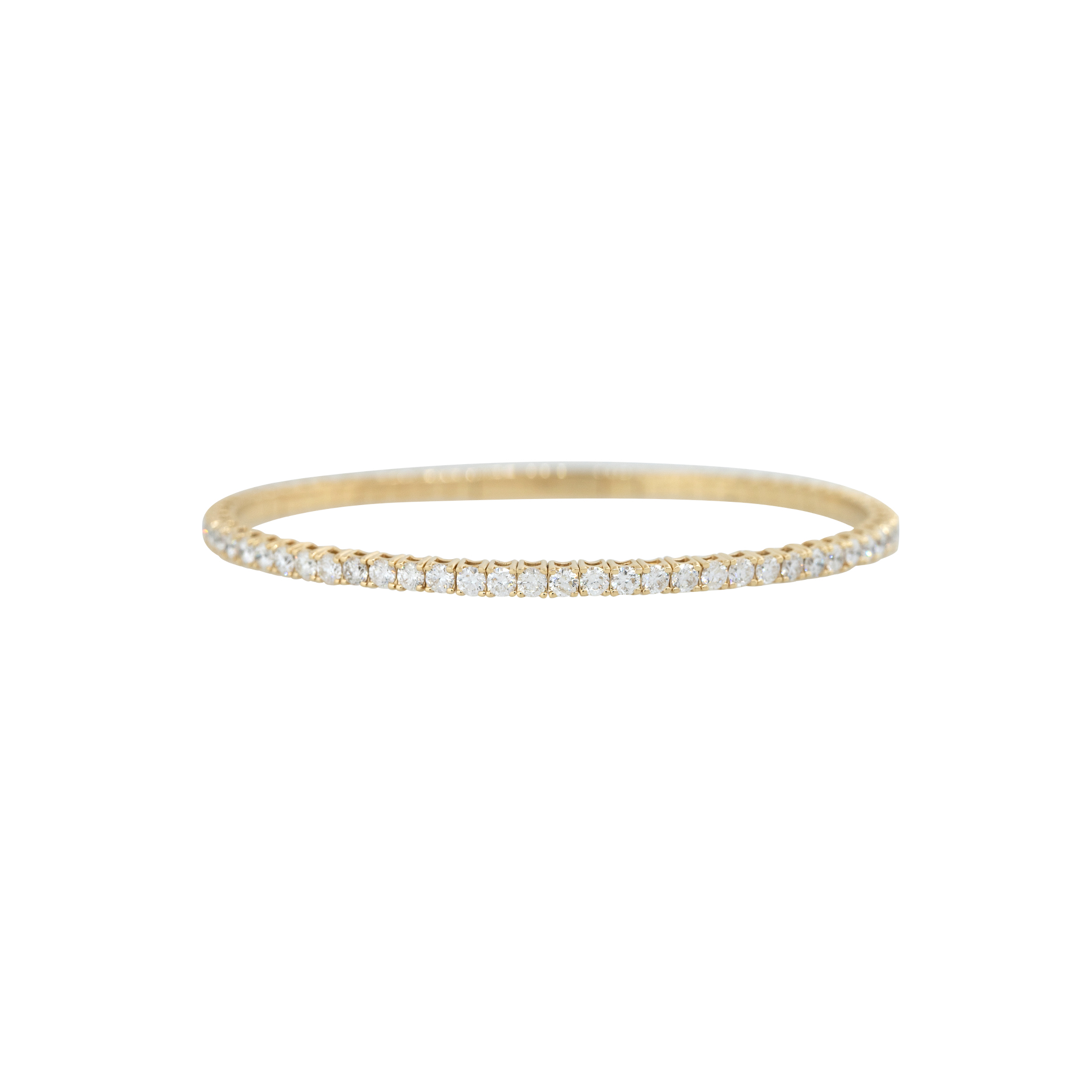 14k Yellow Gold 4ctw Round Brilliant Cut Diamond Flexible Bangle Bracelet