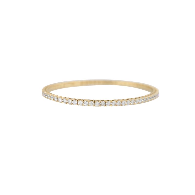 14k Yellow Gold 4ctw Round Brilliant Cut Diamond Flexible Bangle Bracelet