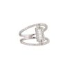 14k White Gold 0.64ctw Round Brilliant & Baguette Cut Diamond Open Split Shank Ring