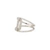 14k White Gold 0.64ctw Round Brilliant & Baguette Cut Diamond Open Split Shank Ring