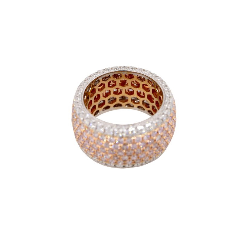 18k White Gold 2.99ct Pink & 1.19ct White Pave Diamond Band Ring
