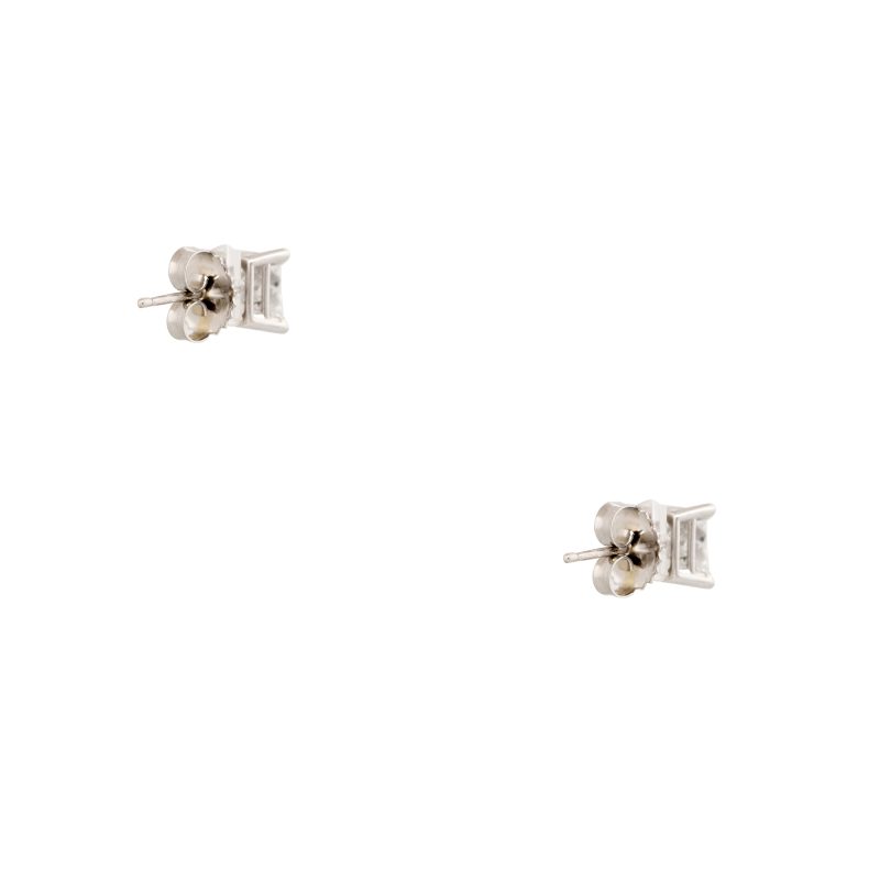 14k White Gold 2.29ctw Princess Cut Diamond Stud Earrings