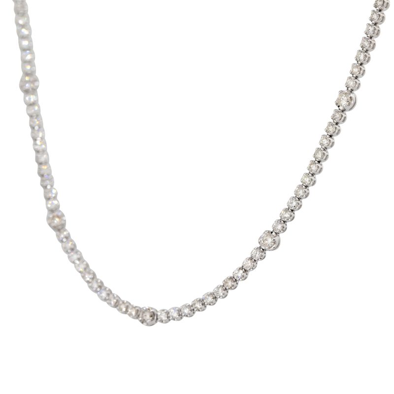 14k White Gold 10.83ctw Round Brilliant Cut Diamond Extra Long Tennis Necklace