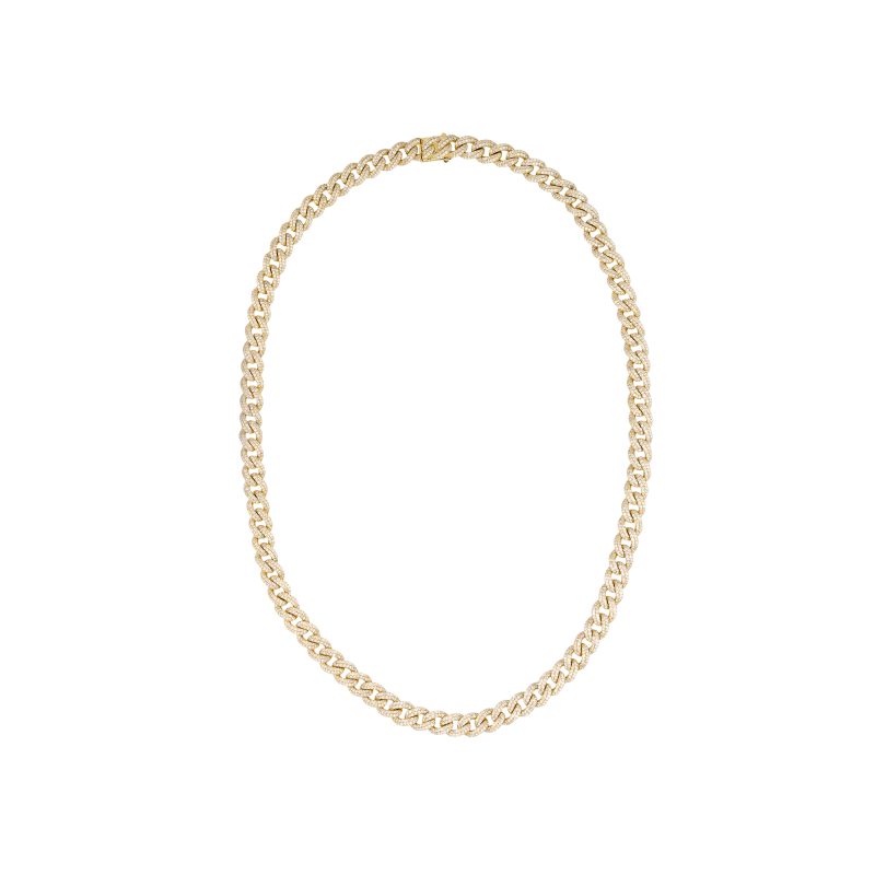 18k Yellow Gold 10.04ctw Pave Diamond Cuban Link Necklace 