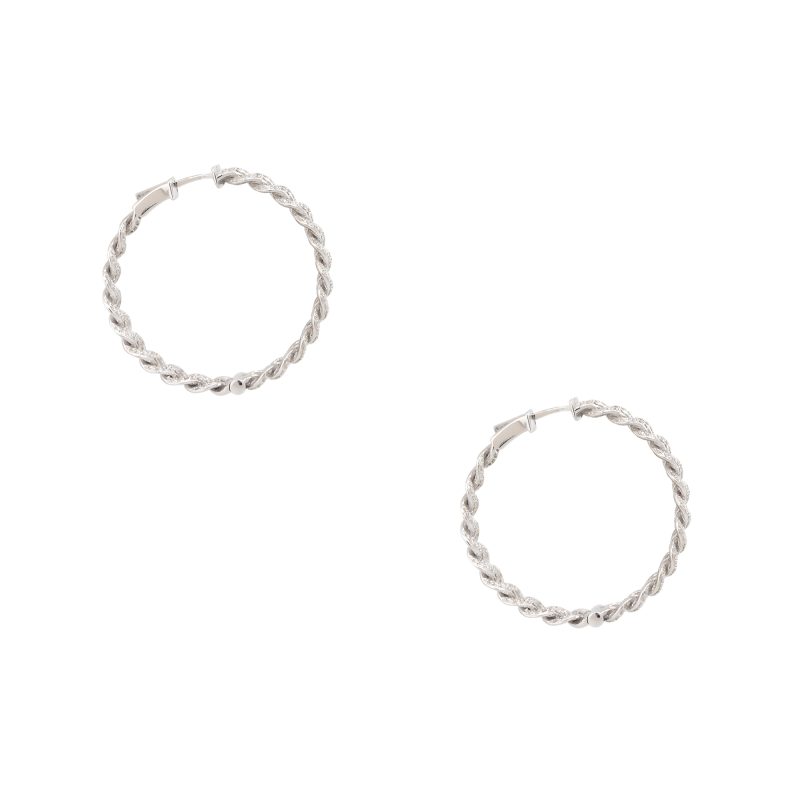 18k White Gold 2.88ctw Pave Diamond Cuban Link Earrings