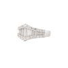 18k White Gold 1.97ctw Baguette & Round Brilliant Cut Diamond Graduated "V" Ring