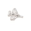 18k White Gold 1.66ctw Pear & Round Brilliant Cut Diamond Triple Heart Bypass Ring