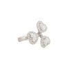 18k White Gold 1.66ctw Pear & Round Brilliant Cut Diamond Triple Heart Bypass Ring
