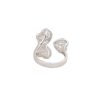 18k White Gold 1.66ctw Pear & Round Brilliant Cut Diamond Triple Heart Bypass Ring