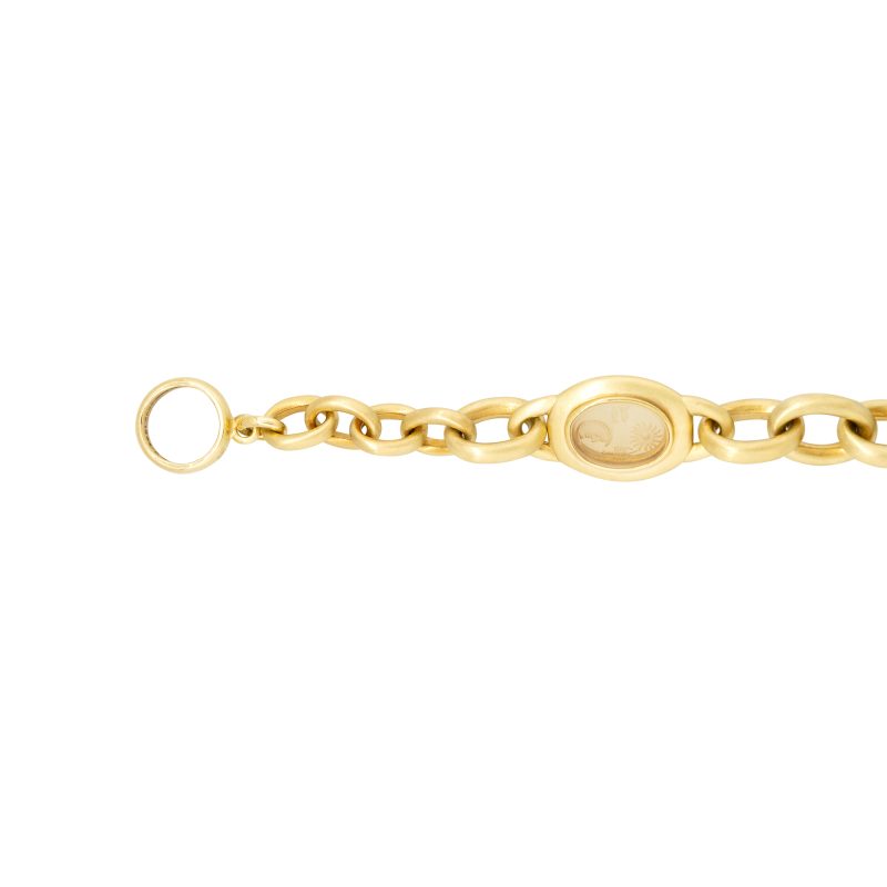 Barry Kieselstein 18k Yellow Gold 0.60ctw Diamond Toggle Large Link Bracelet with Carved Crystal Center 