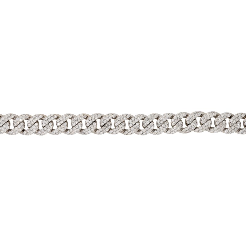 14k White Gold 7.84ctw Pave Diamond Cuban Link Bracelet