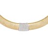 18k Two-Tone Gold 1.56ctw Pave Diamond Station Ribbed Collar Necklace