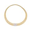 18k Two-Tone Gold 1.56ctw Pave Diamond Station Ribbed Collar Necklace