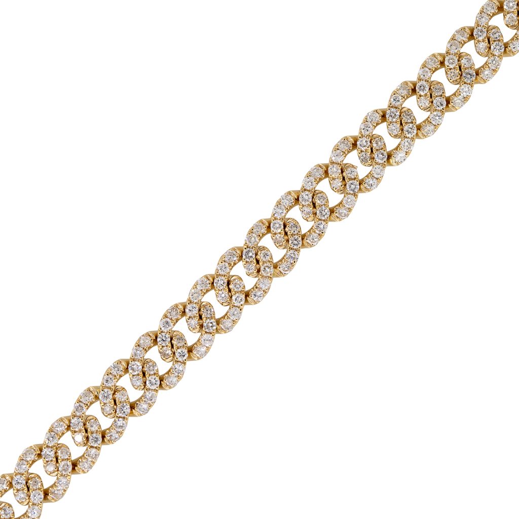 18k Yellow Gold 8.25ctw Pave Diamond Cuban Link Necklace