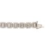18k White Gold 12ctw Round Brilliant & Baguette Cut Diamond Square Station Bracelet