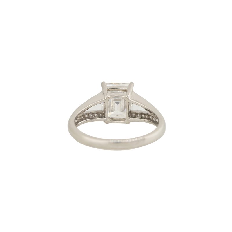 GIA Platinum 2.60ct Emerald Cut Diamond Split Shank Engagement Ring