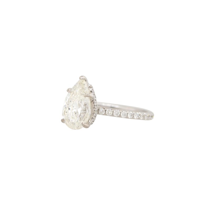 GIA 18k White Gold 3.61ct Pear Shape Diamond Engagement Ring