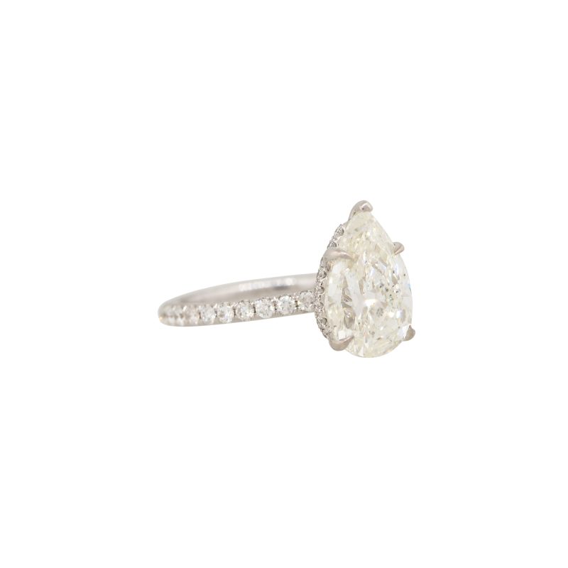 GIA 18k White Gold 3.61ct Pear Shape Diamond Engagement Ring