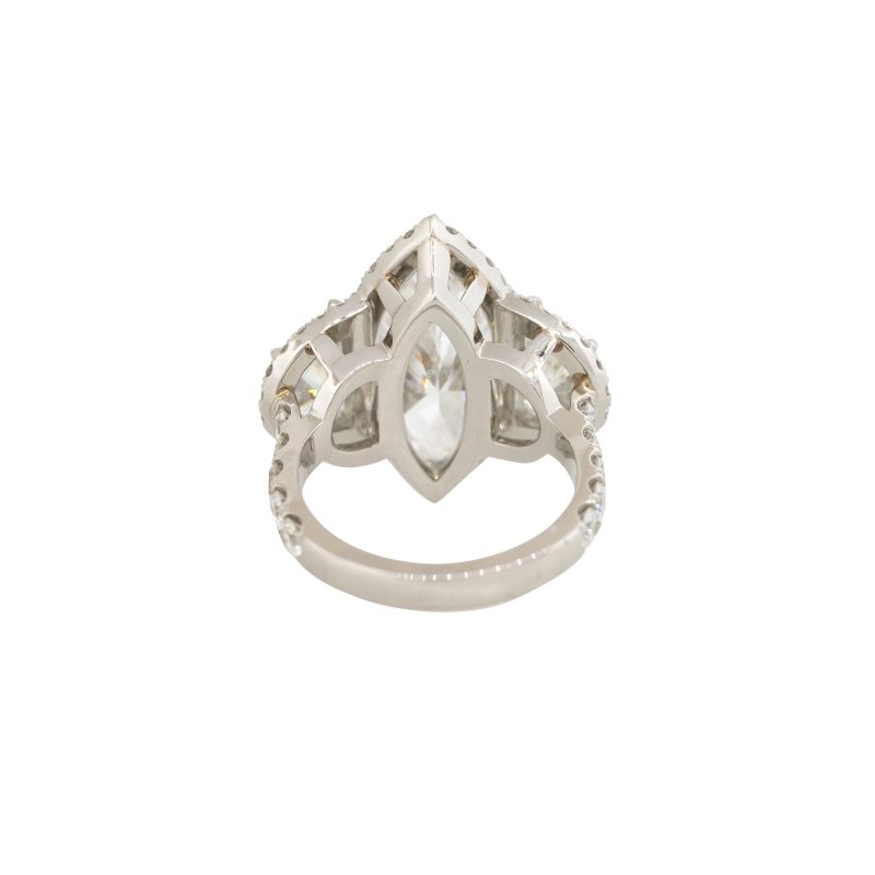 GIA Certified Platinum 5.65ctw Marquise Cut & Half Moon Diamond Engagement Ring