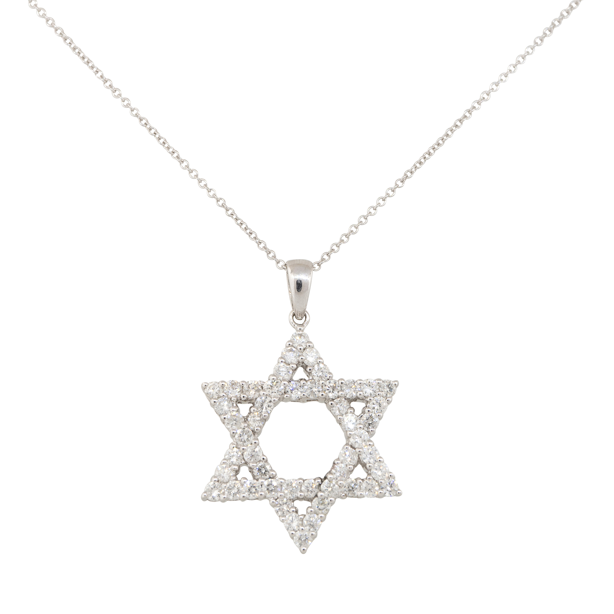 Roberto Coin 18K White Gold Star of David Pendant Necklace with Diamonds,  16