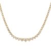 14k Yellow Gold 10ct Round Brilliant Cut Graduated Diamond 3-Prong Tennis Necklace
