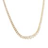 14k Yellow Gold 10ct Round Brilliant Cut Graduated Diamond 3-Prong Tennis Necklace