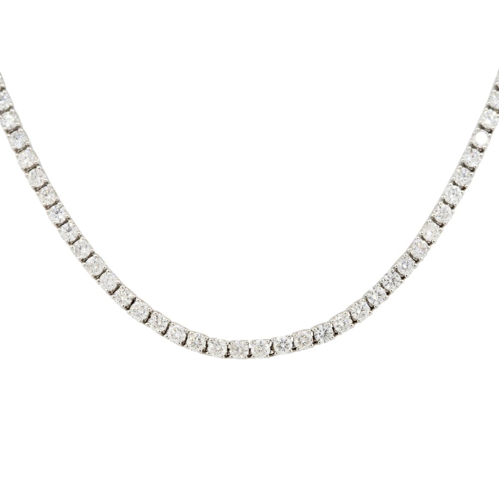 18k White Gold 11.06ct Round Brilliant Cut Diamond Tennis Necklace