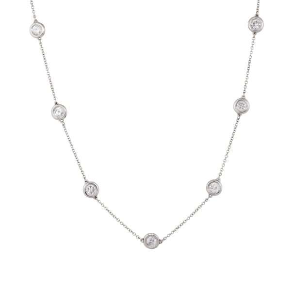 14k White Gold 2.25ctw Round Brilliant Cut Diamonds By The Yard Necklace